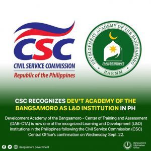Read more about the article Trainings conducted by CSC Recognized L&D Institutions are considered for meeting the training requirements of all applicants for government service, which now includes those conducted by and coordinated with the DAB. #biDABest #MoralGovernance